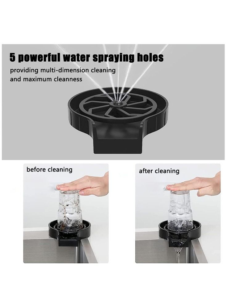 High-Pressure Glass Rinser | Cup Washer Automatic - Automatic Cup Rinser for Sink, Bar Glass Rinser, Quick Cup Washer for Kitchen Sinks (Cup Washer+black Slot+80cm Hose)  - Image 3