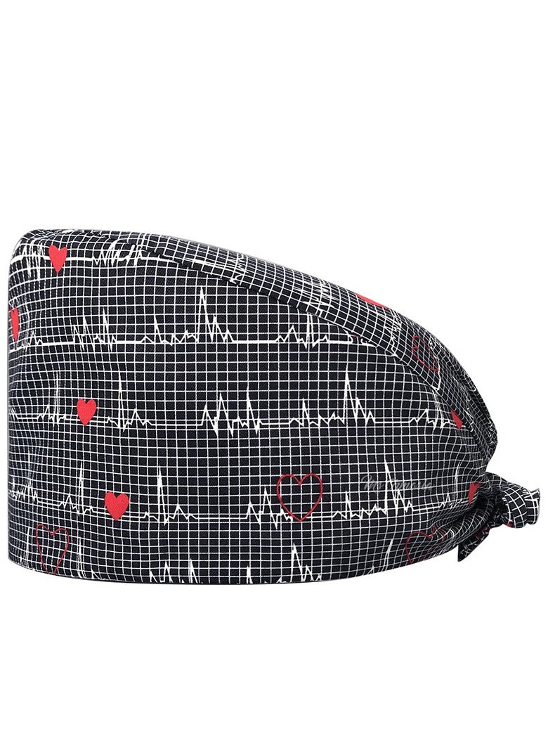 Gasin Pure Cotton Printed Nurse Cap Dental Surgery Cap Monitoring Puffy Cap  - Image 1