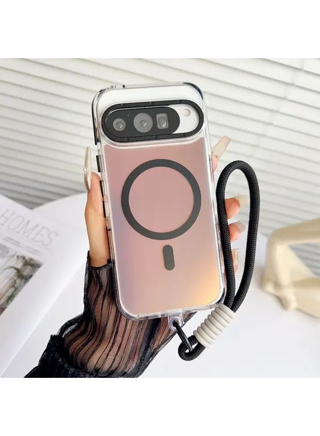 Black Magnetic Phone Cover For Google Pixel 10 With Anti Slip Border And Hanging Strap - Image 3