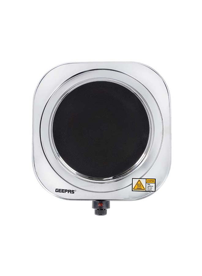 GEEPAS Stainless Steel Single Hot Plate Indicator Light Adjustable Temperature Control Overheat Protection2 Years Warranty Non-Slip Feet Auto Thermostat Hot Plate for Kitchen Camping 1500 W GHP32023 Silver - Image 1