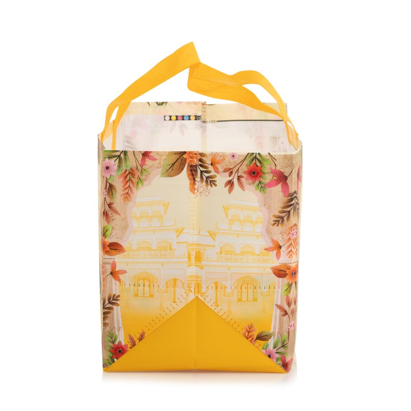 Drapme Jumbo Sweets Wedding Gift Bag, Matt Finish Non-Woven Laminated Fabric, Reusable & Eco-Friendly (Hathi Mahal Yellow, 16x9x8 Inch, Pack of 10 Pcs) - Image 3