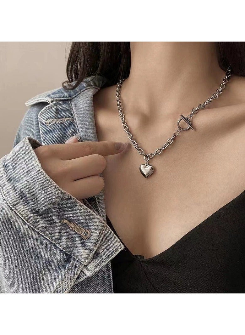 Goolsky قلادة قلب جريئة مع مشبك OT – أسلوب الشارع Y2K، قلادة بارزة للنساء، غير متلاشي - Image 1