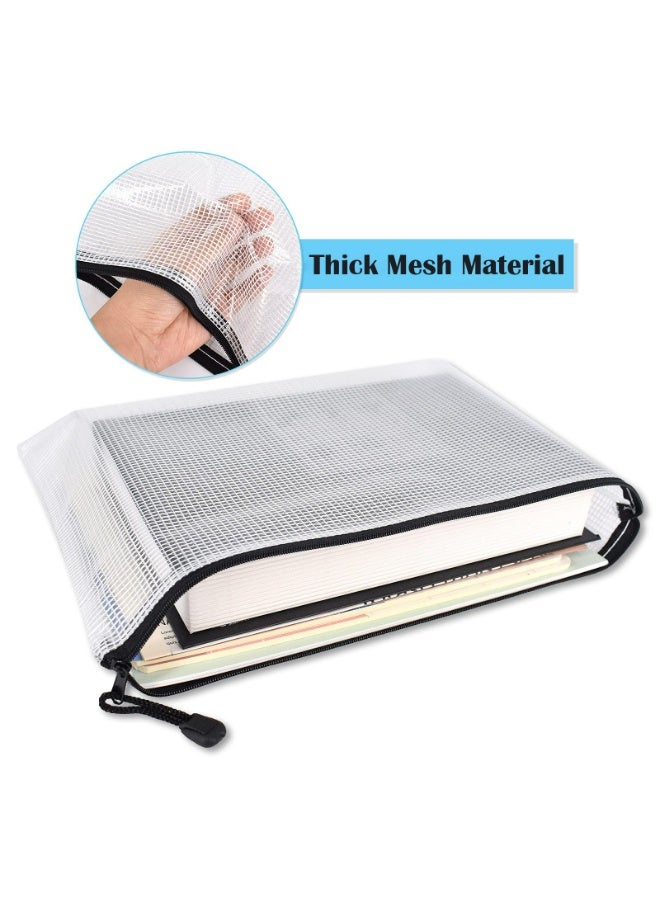 Blythornix A4 Size File Folders with Zipper, Plastic File Pockets Organizer with Zip Waterproof, Pouch Document Mesh Bag for Paper Storage, Black File Jackets 12 Packs - Image 2