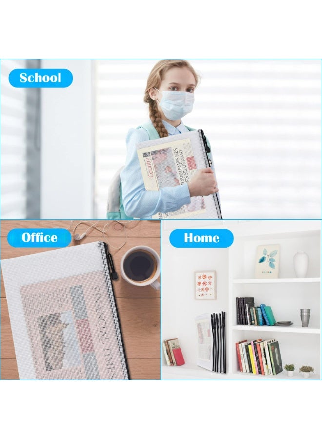 Blythornix A4 Size File Folders with Zipper, Plastic File Pockets Organizer with Zip Waterproof, Pouch Document Mesh Bag for Paper Storage, Black File Jackets 12 Packs - Image 4