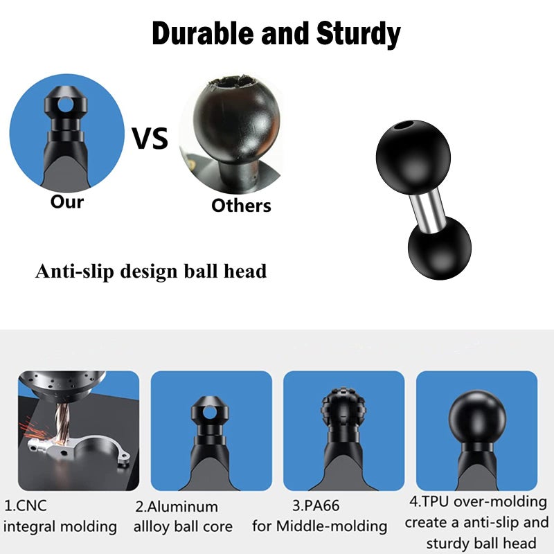 Sptchapn 1" Ball Adapter Ball Mount Holder Double Heads 25.4mm(1-inch) Compatible with Ram Mounts B Size Double Socket Arm GPS Brackets for Bike Motorcycle Phone Holder Camera (R11-1PC) - Image 3