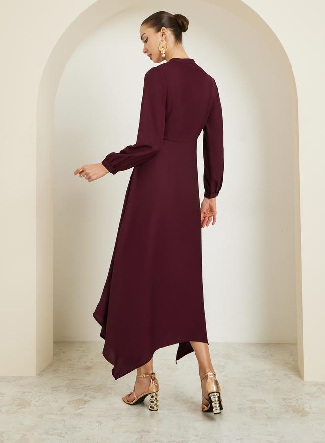 ستايلي فستان طويل مزين بحافة غير متماثلة - Image 5