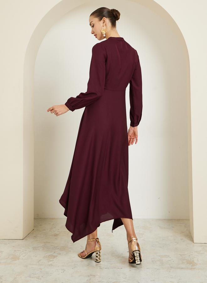 ستايلي فستان طويل مزين بحافة غير متماثلة - Image 4