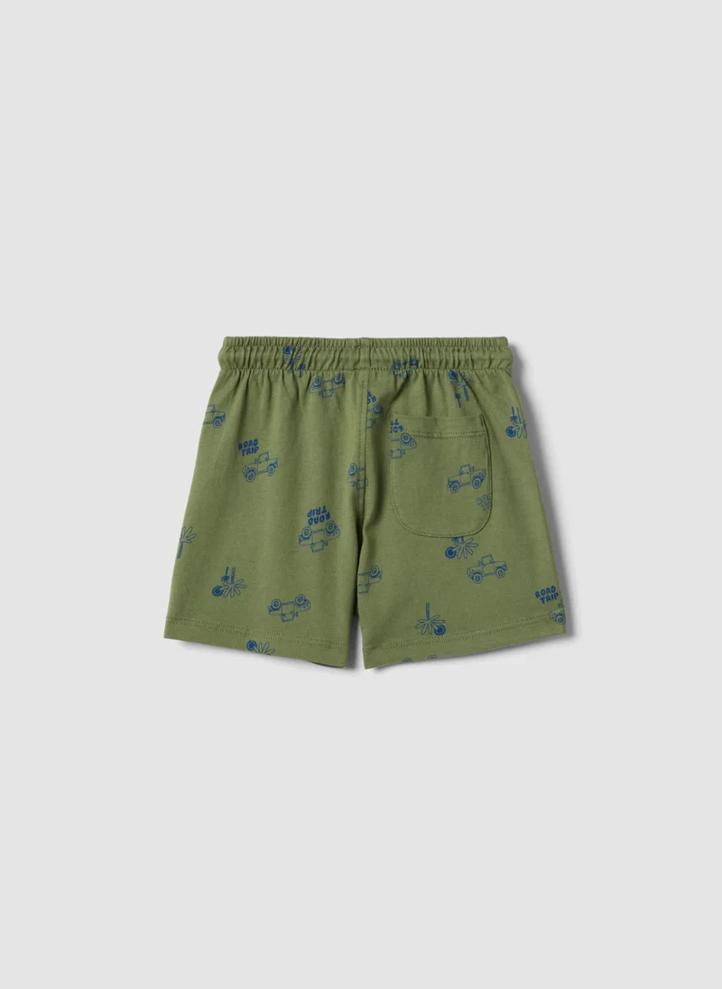 او في اس OVS Green Pure Cotton Shorts For Children Regular Fit With Prints