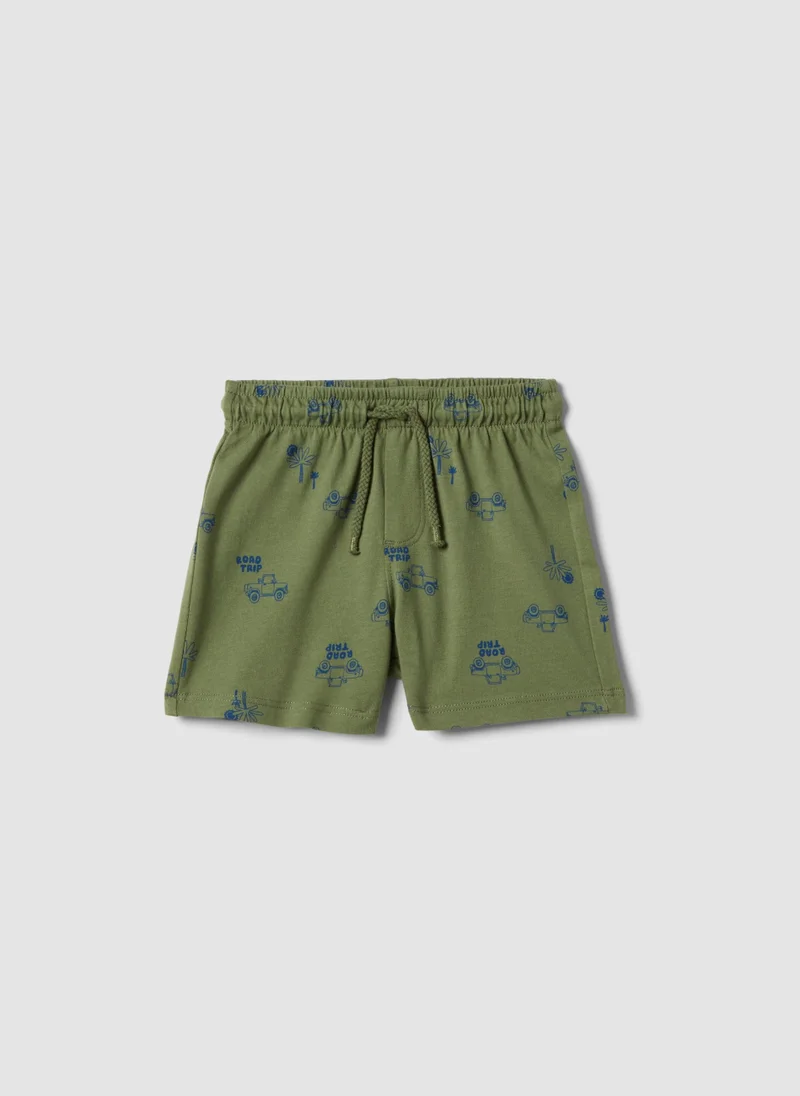 او في اس OVS Green Pure Cotton Shorts For Children Regular Fit With Prints
