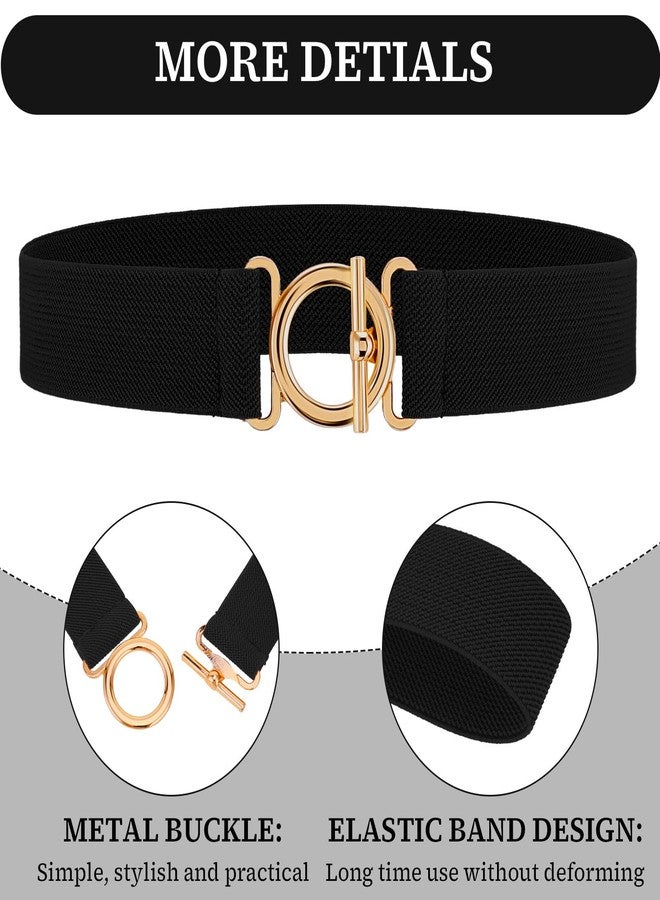 Amaxiu Women Elastic Belt, Invisible Stretch Ladies Belts with Gold Flat Buckle Skinny Waist Belt For Jeans Pants Dresses(Black) - Image 2