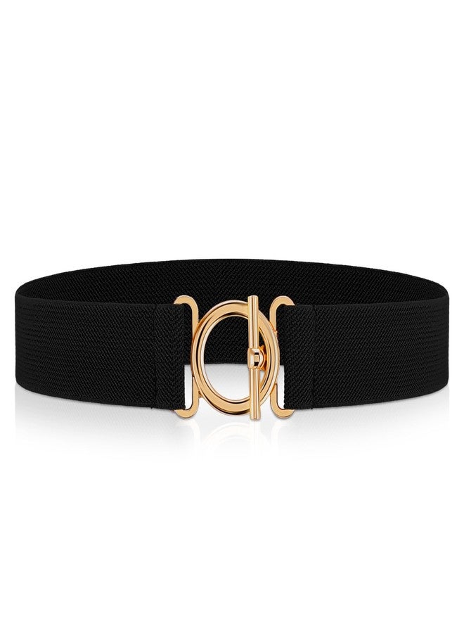 Amaxiu Women Elastic Belt, Invisible Stretch Ladies Belts with Gold Flat Buckle Skinny Waist Belt For Jeans Pants Dresses(Black) - Image 1