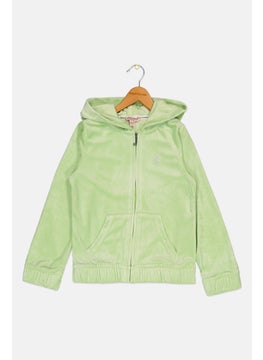 Juicy Couture Kids Girl Embroidered Logo Full Zip Hoodie, Paradise Green  - Image 1