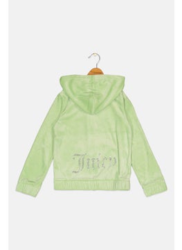 Juicy Couture Kids Girl Embroidered Logo Full Zip Hoodie, Paradise Green  - Image 2