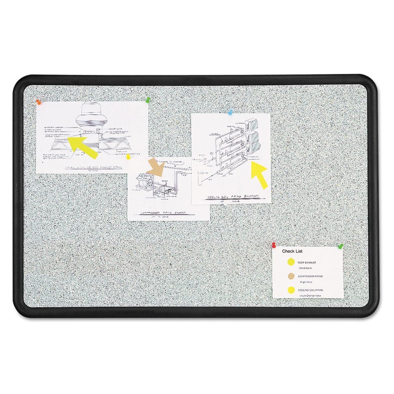 Quartet Bulletin Board, 2 x 3 Feet, Contour, Granite-Colored Surface with Black Plastic Frame (699370) - Image 1