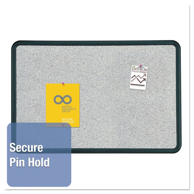 Quartet Bulletin Board, 2 x 3 Feet, Contour, Granite-Colored Surface with Black Plastic Frame (699370) - Image 3