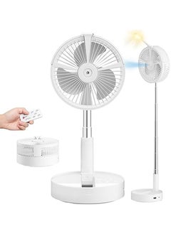 General's Portable Oscillating Standing Fan with Remote Control Light, Rechargeable Fan Small Desk Fan with Misting Timer 4 Speeds 7200mAh Folding Quiet USB Fan Personal Floor Fan Pedestal Fans for Home Room  - Image 1