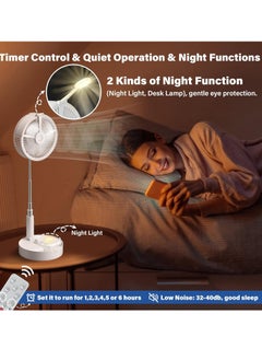 General's Portable Oscillating Standing Fan with Remote Control Light, Rechargeable Fan Small Desk Fan with Misting Timer 4 Speeds 7200mAh Folding Quiet USB Fan Personal Floor Fan Pedestal Fans for Home Room  - Image 3