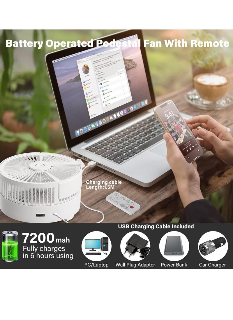 General's - Portable Oscillating Standing Fan with Remote Control Light, Rechargeable Fan Small Desk Fan with Misting Timer 4 Speeds 7200mAh Folding Quiet USB Fan Personal Floor Fan Pedestal Fans for Home Room - Image 1