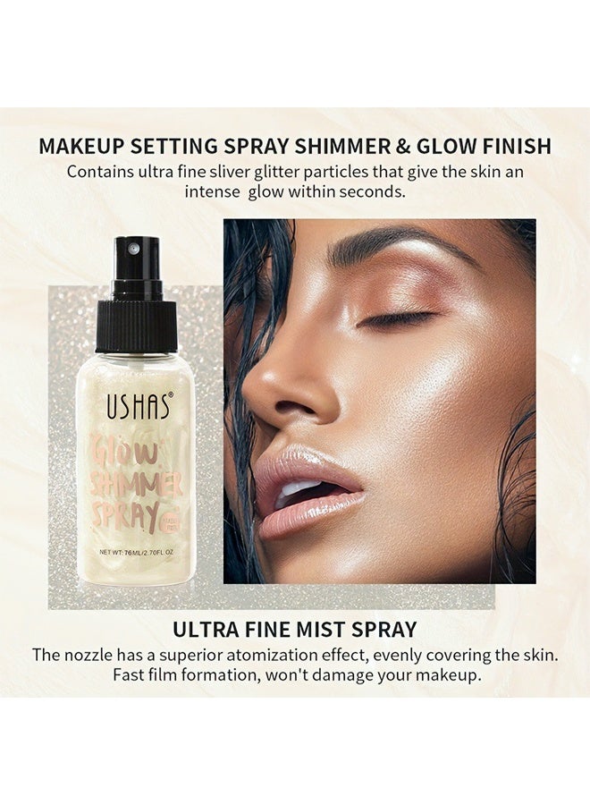 Ushas Glow Shimmer Spray, Shimmer Body Oil Liquid Easy To Push Away Natural Moisture Glitter Face Brightening Glow Pearl Highlighter Illuminator Shine Contouring Makeup For Face And Body #01  - Image 3