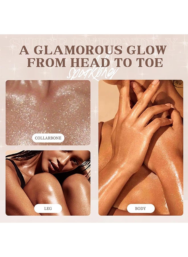 Ushas Glow Shimmer Spray, Shimmer Body Oil Liquid Easy To Push Away Natural Moisture Glitter Face Brightening Glow Pearl Highlighter Illuminator Shine Contouring Makeup For Face And Body #01  - Image 5