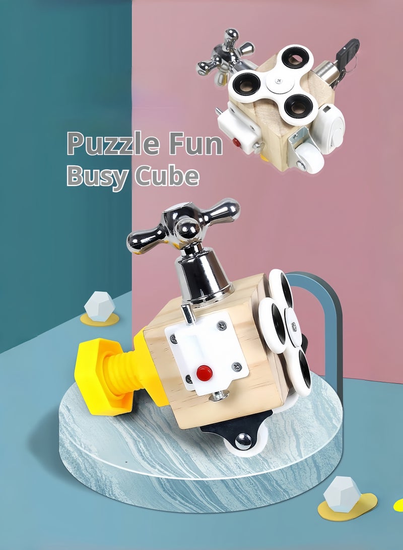 فيساليا ألعاب مونتيسوري للأطفال 3 سنوات فأكثر، مكعب نشاط خشبي 6 في 1 مع تعلم المهارات الحياتية، ألعاب تعليمية حسية للأولاد والبنات - Image 2