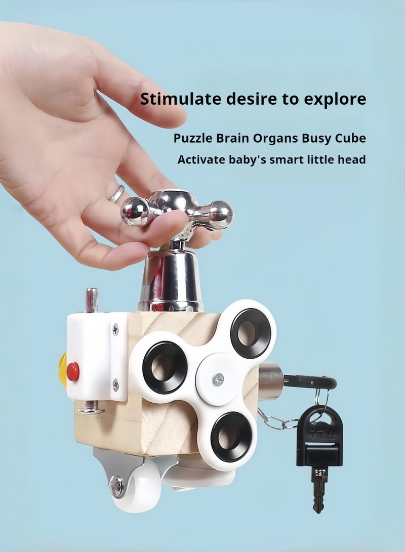 فيساليا ألعاب مونتيسوري للأطفال 3 سنوات فأكثر، مكعب نشاط خشبي 6 في 1 مع تعلم المهارات الحياتية، ألعاب تعليمية حسية للأولاد والبنات - Image 3