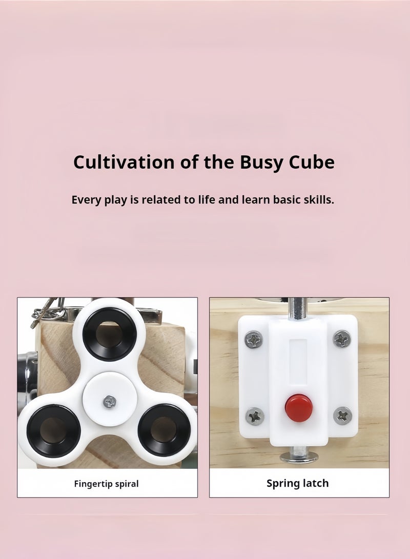 فيساليا ألعاب مونتيسوري للأطفال 3 سنوات فأكثر، مكعب نشاط خشبي 6 في 1 مع تعلم المهارات الحياتية، ألعاب تعليمية حسية للأولاد والبنات - Image 4
