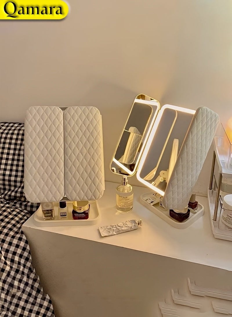  قمرة مرآة مكياج، مرآة زينة بإضاءة LED مع خاصية التكبير، مناسبة للاستخدام في غرفة النوم، أو المكتب، أو أثناء السفر. - Image 2