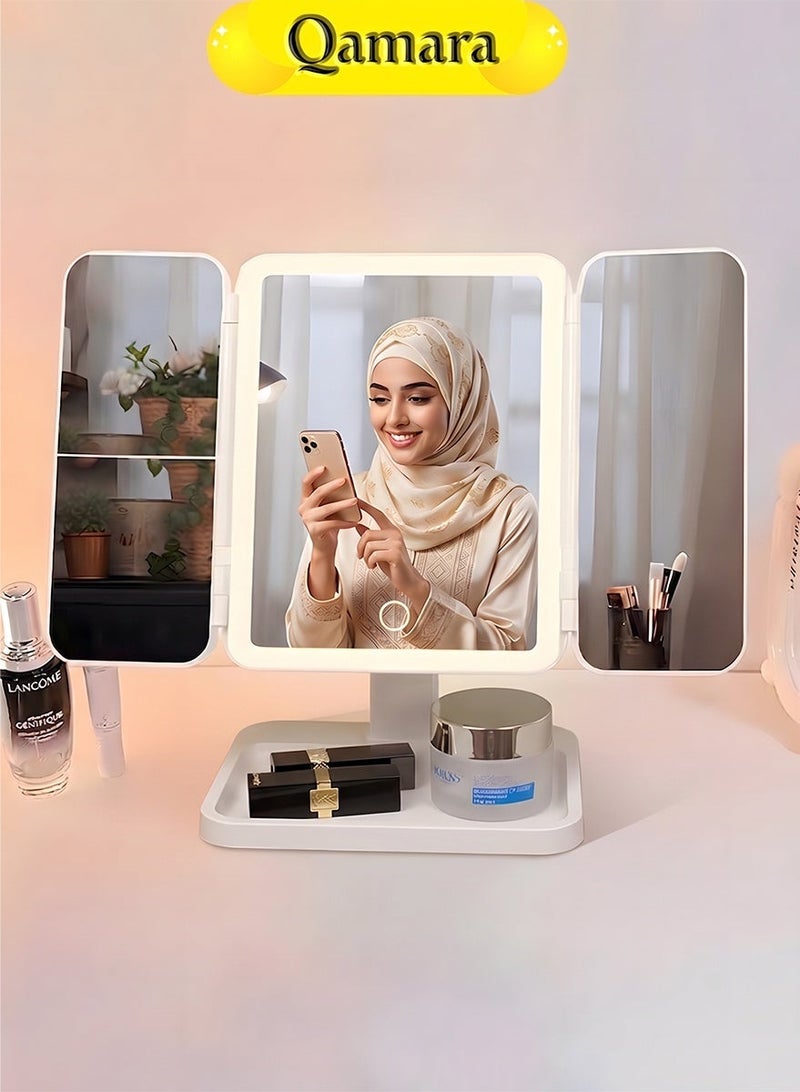  قمرة مرآة مكياج صغيرة مكبرة، مرايا باضاءه - Image 3