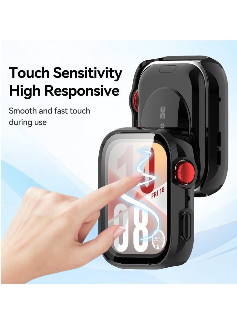 TIGER Screen Protector for Huawei Watch Fit 4 – Full Cover Clear Tempered Glass Hard PC Case – Shockproof & Scratch-Resistant 360° Protection – Touch-Sensitive, Slim Fit, Anti-Fingerprint Screen Guard – Compatible with Huawei Watch Fit 4 - Image 1