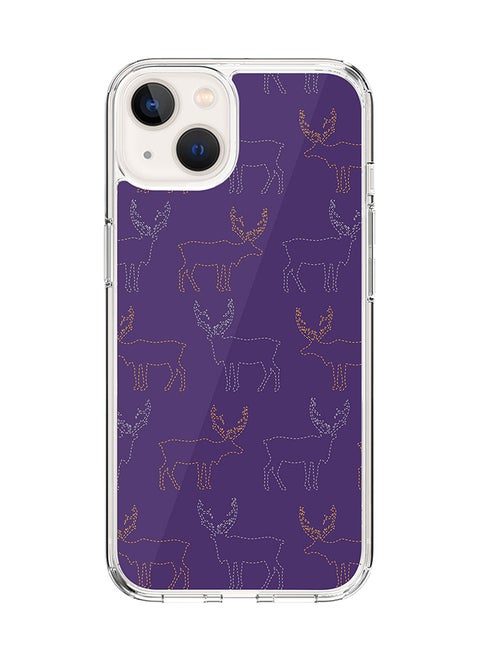 Classic Clear Case for Apple iPhone 15 Hybrid Soft Case Flexible Edges Anti Drop TPU PC Gel Thin Transparent Cover [ Designed for Apple iPhone 15 ] - Purple Moose Full Print