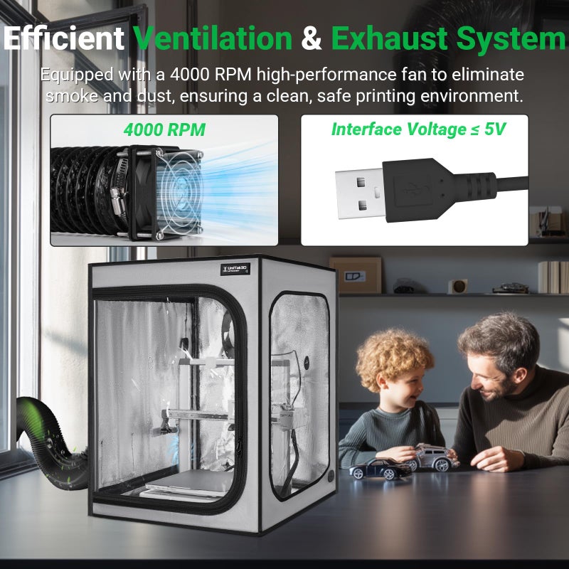 UniTak3D Upgrade 3D Printer Enclosure with Ventilation Kit for Bambu lab A1/A1 Mini Combo,Fireproof&Dustproof Constant Temperature 3D Printer Cover with AMS LED Light-520*600*700mm-NOT For AMS lite Top-mount - Image 3