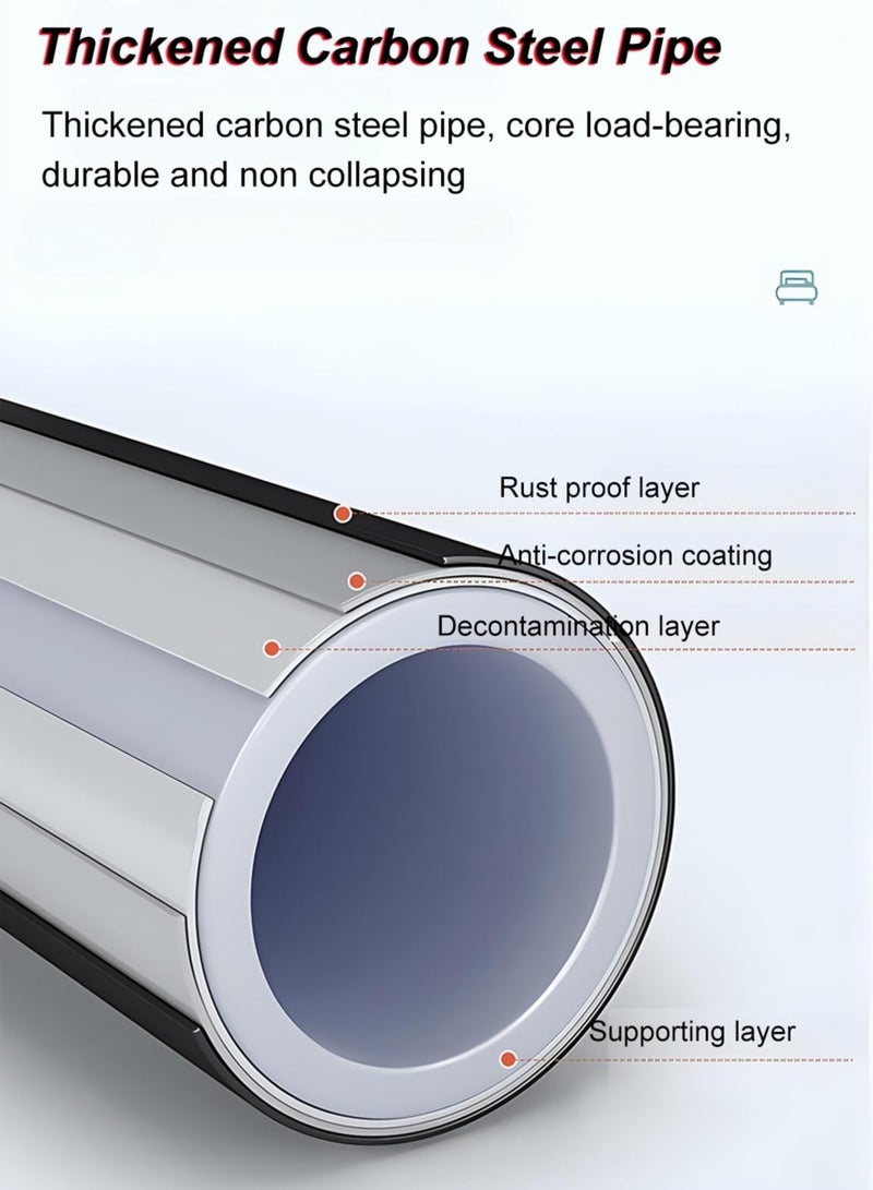 شو وو إطار سرير حديث سميك وسهل التركيب مع لوح أمامي ولوح خلفي، إطار سرير مزدوج بمنصة معدنية، يدعم جميع الشرائح المعدنية، تخزين أسفل السرير، لا حاجة إلى زنبرك صندوقي، إطار سرير خالٍ من الضوضاء، أسود 150*200 سم - Image 5