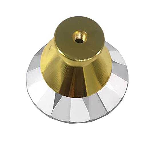 J P Hardware Clear Glass Crystal Cabinet Knobs/Wardrobe Door Knobs/Cupboard Drawer Pull Handle/Glass Dresser Knobs (Pack of 4_40mm) (Gold Diamond knobs) - Image 2