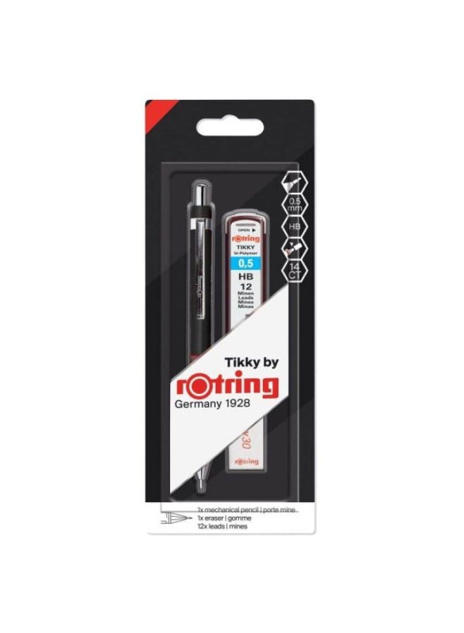 Rotring Tikky 0.5 Mm Mechanical Pencil Set 12 Hb Hi-Polymer Leads, And An Eraser - Image 1