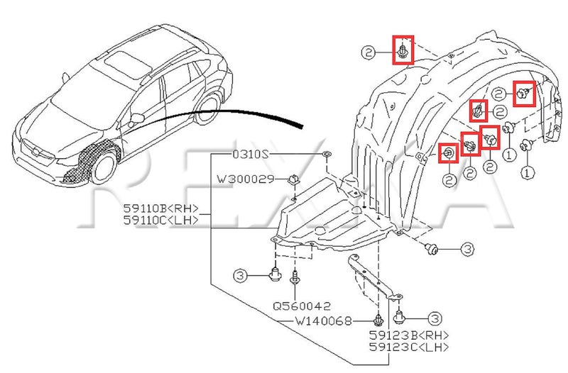 Rexka 25pcs Front Fender Liner & Engine Cover Push-Type Retainers Clips Fasteners Compatible with Subaru 909140065 BRZ, Crosstrek, Forester, Impreza, Legacy, Outback, WRX, WRX STI, XV Crosstrek - Image 5