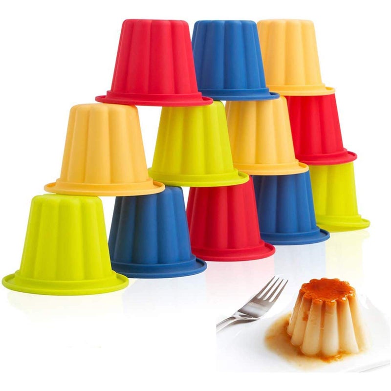 Webake Jello Shot Cups Silicone Popover Pan Pudding Baking Cup Nonstick Muffin Cupcake Liner 12 Pack