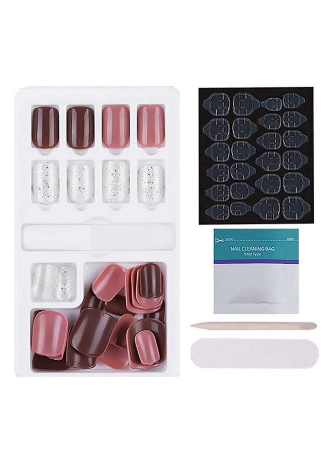 Store2508 - Press On Gel Nails 30 Pcs With Double Sided Jelly Adhesive Nail Glue Nail Filer Mb658_Design 28 - Image 1