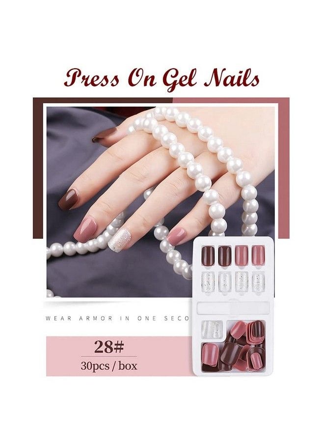 Store2508 - Press On Gel Nails 30 Pcs With Double Sided Jelly Adhesive Nail Glue Nail Filer Mb658_Design 28 - Image 1
