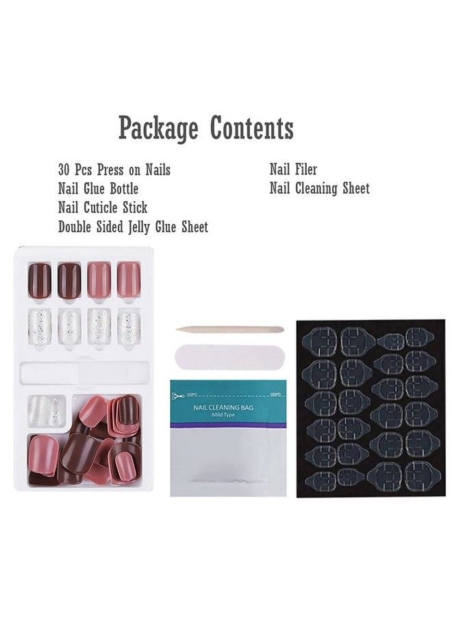 Store2508 - Press On Gel Nails 30 Pcs With Double Sided Jelly Adhesive Nail Glue Nail Filer Mb658_Design 28 - Image 1