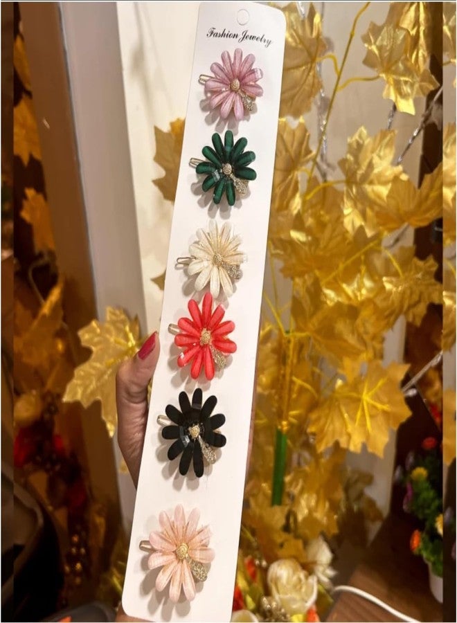 VORSET 6 Pcs Crystal Flowers/Floral Hair Clips Elegant Long hair | Claw clip | Crow Clip Duckbill | Alligator Hair Accessories For Girls And Women - Image 3