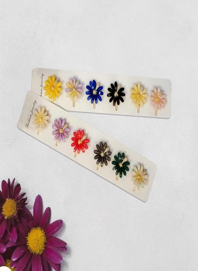 VORSET 6 Pcs Crystal Flowers/Floral Hair Clips Elegant Long hair | Claw clip | Crow Clip Duckbill | Alligator Hair Accessories For Girls And Women - Image 5