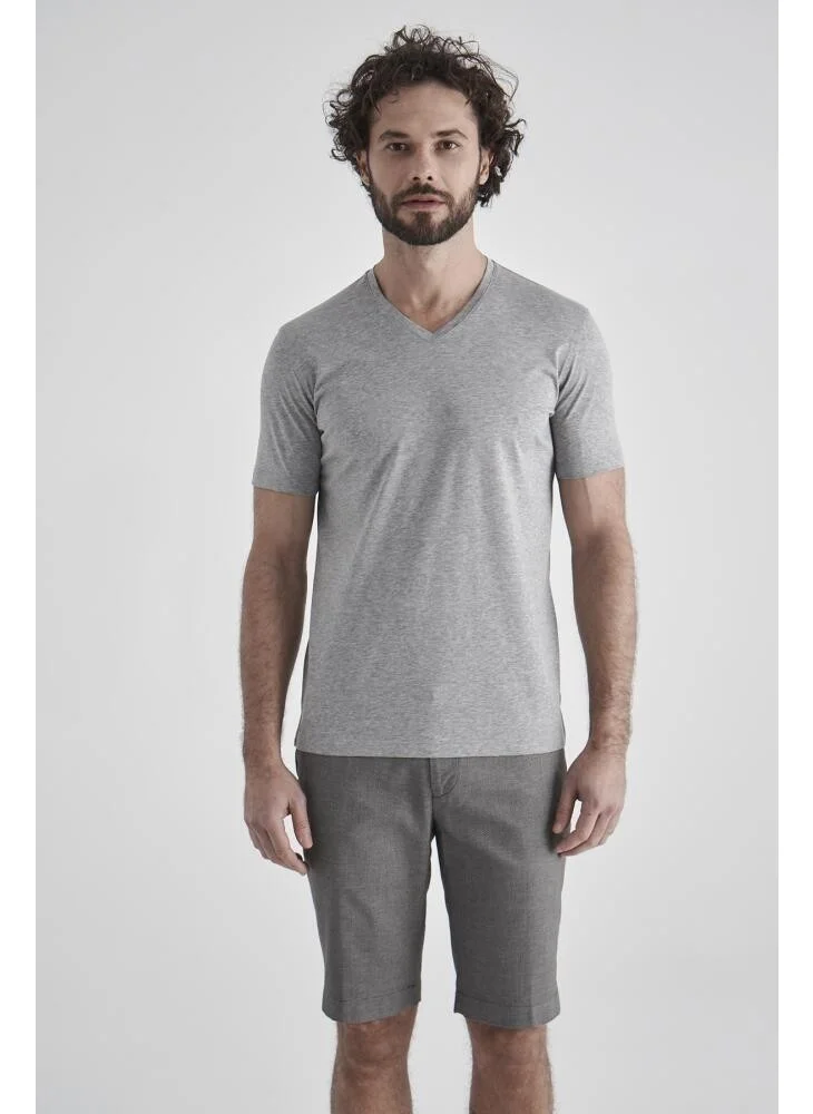 Bisse Men's V-Neck T-Shirt GRAY TS22YNOS002_D55
