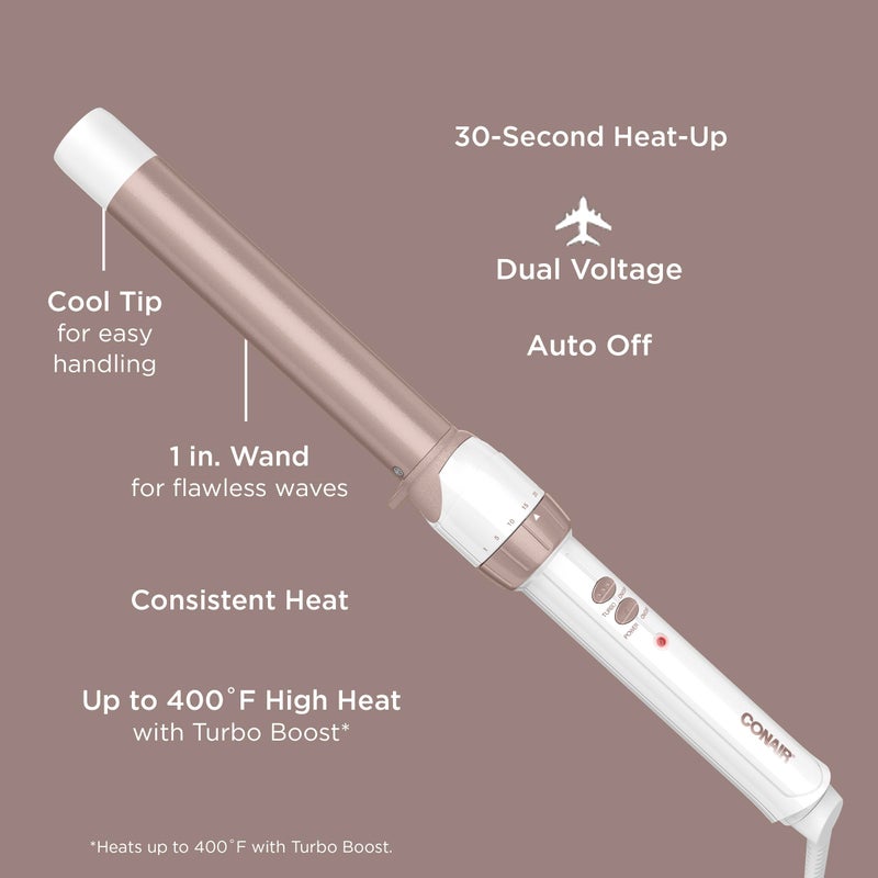 Conair Double Ceramic 1-inch Curling Wand with Bonus Claw Clip  Straight Wand Produces Flawless Waves - Image 4