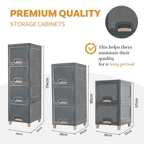Kuber Industries 9 Units Storage Cabinet Organizer (4 + 3 + 2) | Multipurpose Folding Storage Racks | Drawer/Wardrobe Clothes Organizer | Grey - Image 3