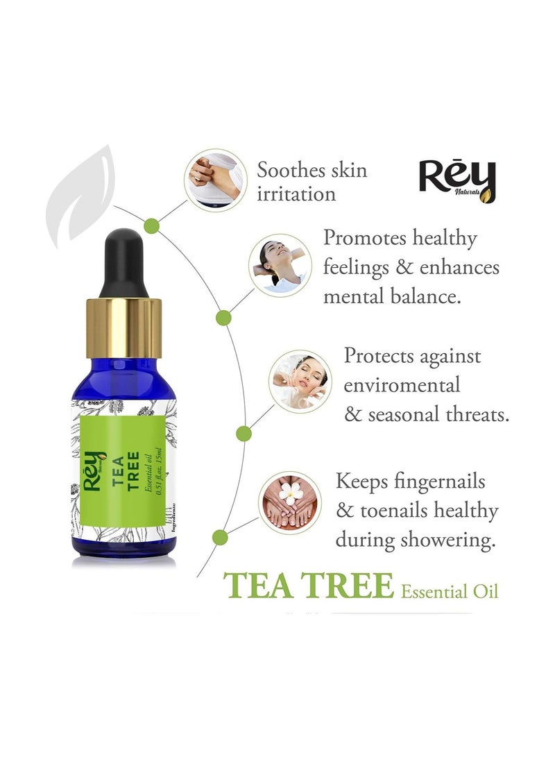 Rey Naturals ReyNaturals Tea Tree Oil & Rosemary Oil For Hair Growth & Dandruff Control 15ML*2 (Combo) - Image 3