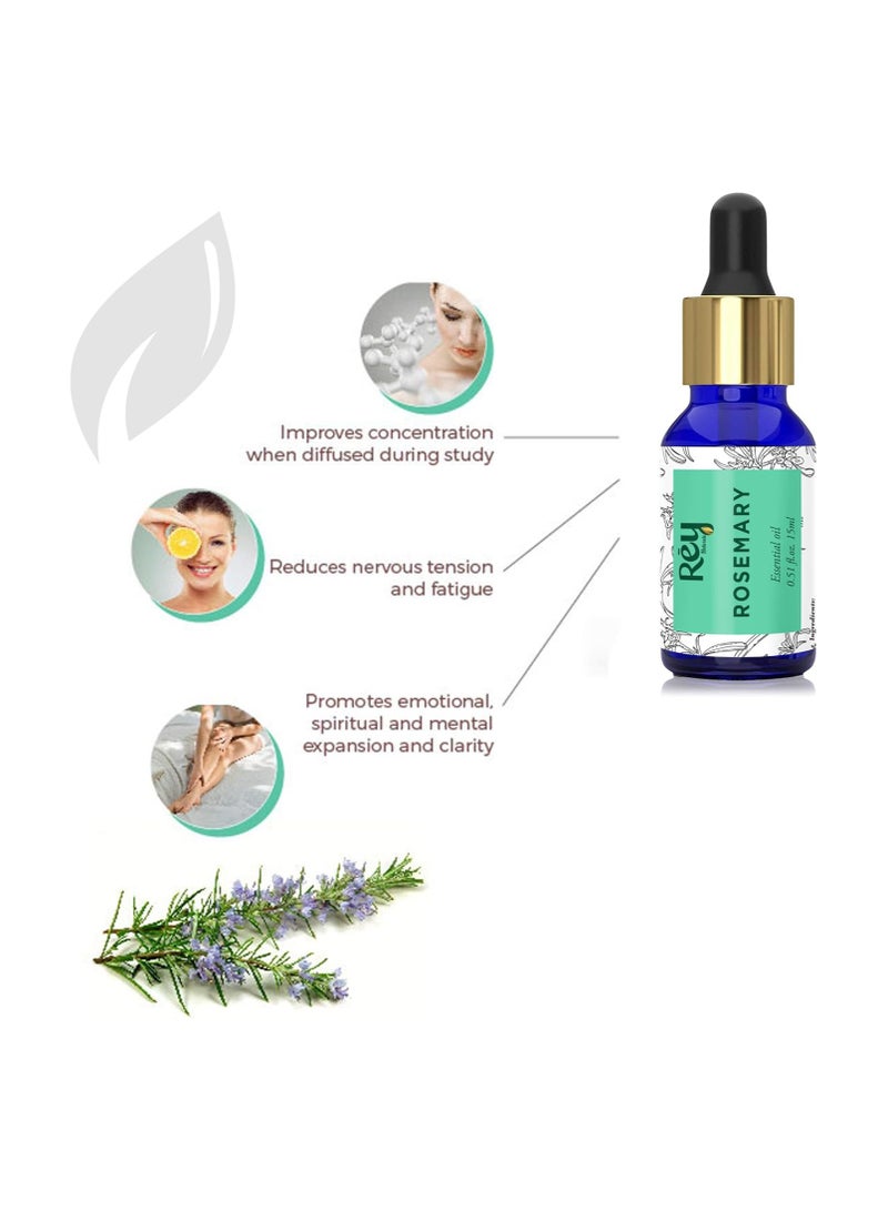 Rey Naturals ReyNaturals Tea Tree Oil & Rosemary Oil For Hair Growth & Dandruff Control 15ML*2 (Combo) - Image 2