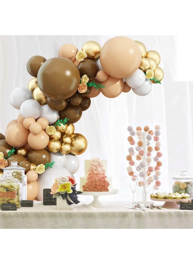 Souvenir Souq 126Pcs Premium White, Gold & Brown Balloon Garland Arch Kit with 18-inch Large Balloons | Latex Party Balloons Set with Accessories for Birthday, Baby Shower, Wedding & Anniversary Decoration - Image 3