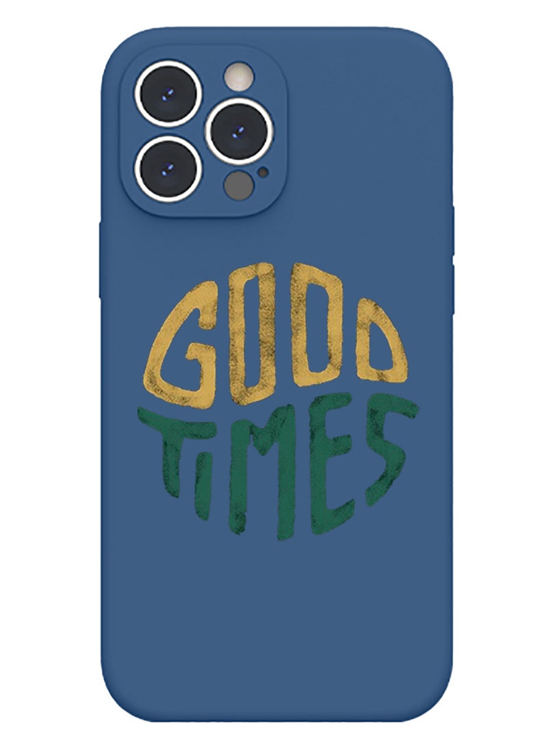 Theodor - Protective Slim Fit Case Liquid Silicone Cover with Full Body Protection Anti-Scratch Shockproof Case For iPhone 12 Pro Max Blue  - Good times copy - Image 1