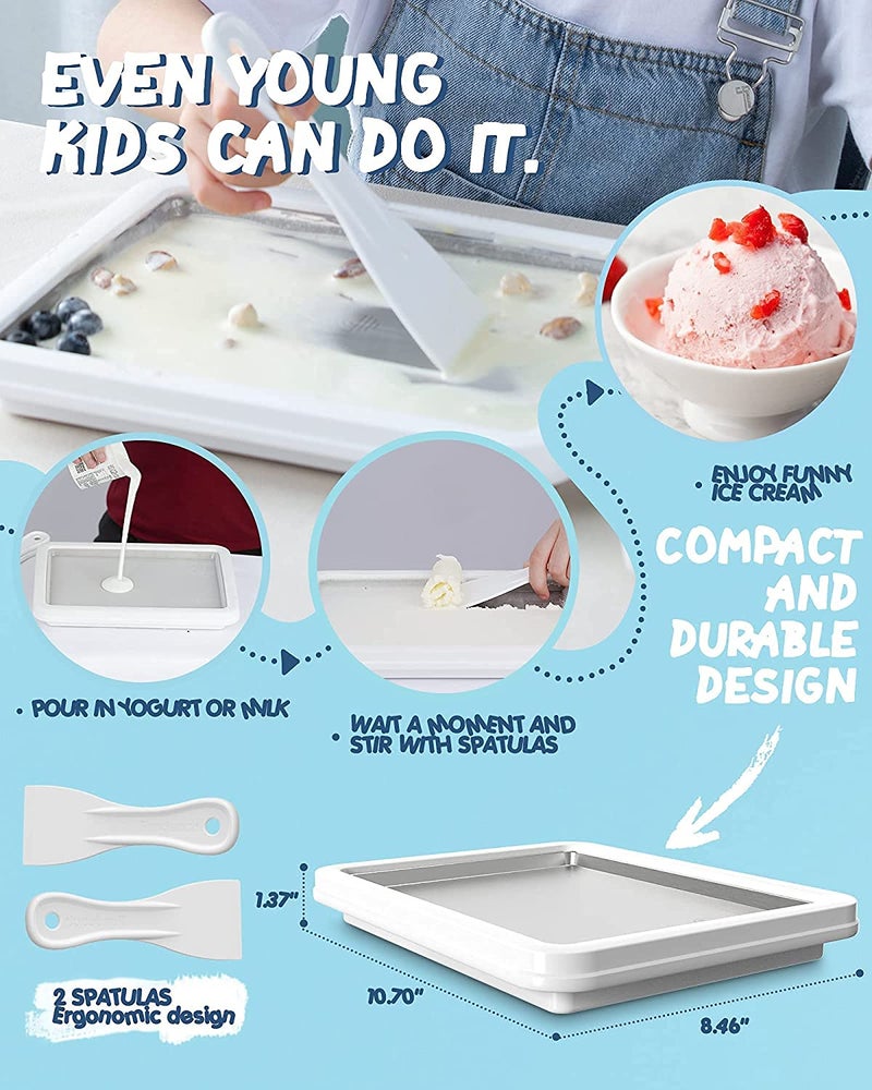 OVERA صانع الآيس كريم، صانع الآيس كريم الملفوف، صينية من الفولاذ المقاوم للصدأ من الدرجة الغذائية لصنع لفائف الآيس كريم الفورية للعائلة، آلة صنع الآيس كريم الناعمة، الزبادي المجمد، الآيس كريم. - Image 5